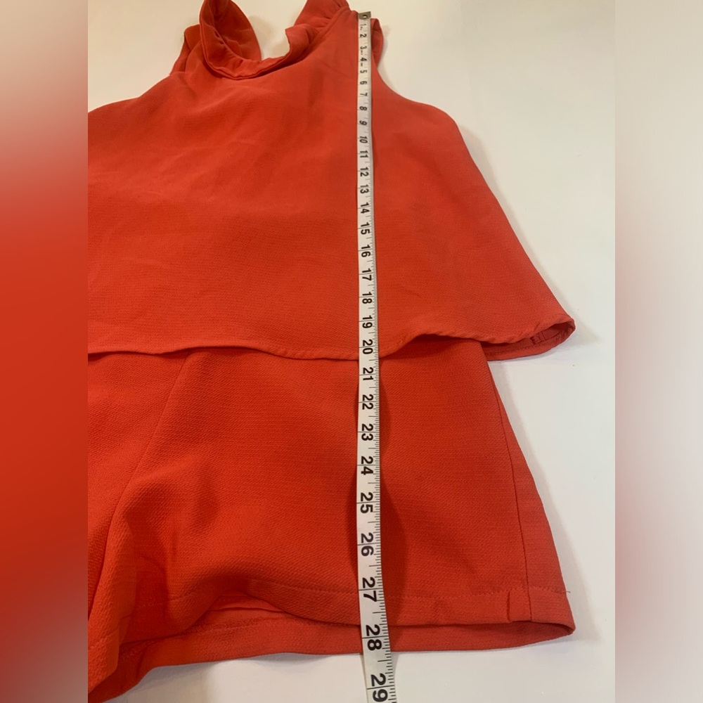 Do+Be halter layered jumper romper orange women’s size small bow tie in back (M) - Picture 4 of 11